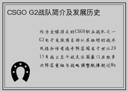 CSGO G2战队简介及发展历史